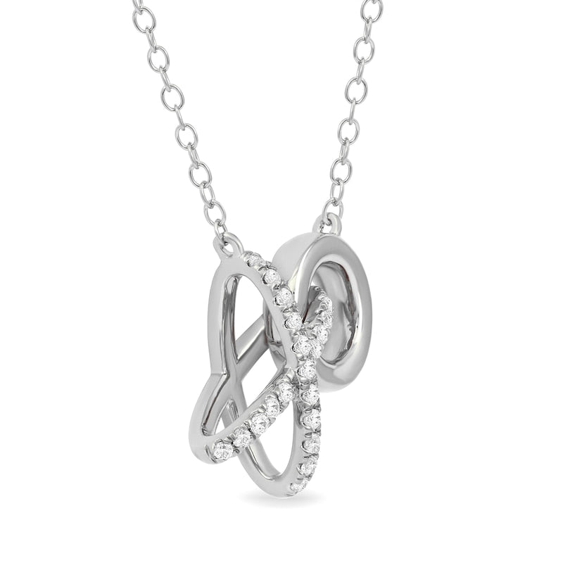 0.17 CT. T.W. Natural Diamond "XO" Necklace in Sterling Silver