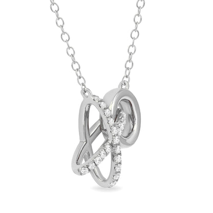 0.17 CT. T.W. Natural Diamond "XO" Necklace in Sterling Silver