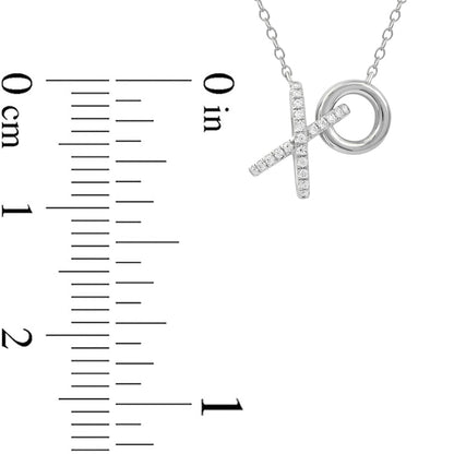 0.17 CT. T.W. Natural Diamond "XO" Necklace in Sterling Silver