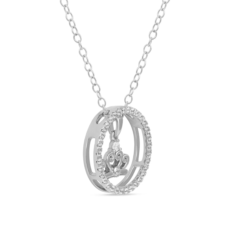 0.2 CT. T.W. Natural Diamond Circle with Crown Pendant in Sterling Silver