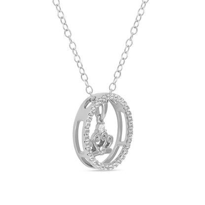 0.2 CT. T.W. Natural Diamond Circle with Crown Pendant in Sterling Silver