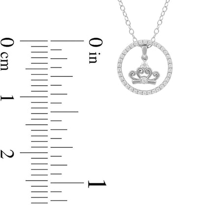 0.2 CT. T.W. Natural Diamond Circle with Crown Pendant in Sterling Silver