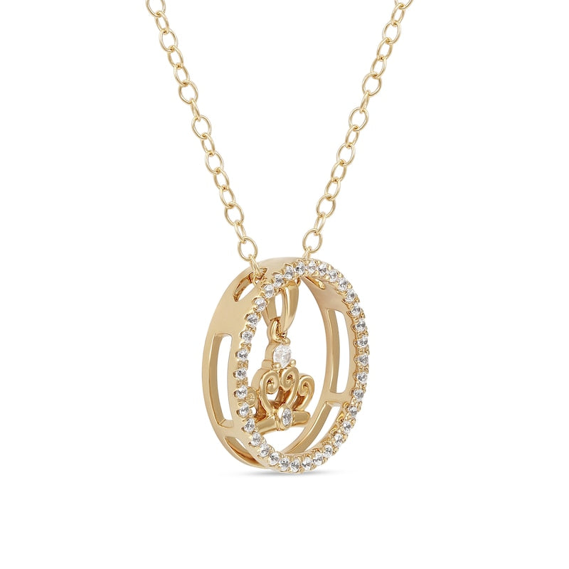 0.2 CT. T.W. Natural Diamond Circle with Crown Pendant in Sterling Silver with 14K Gold Plate