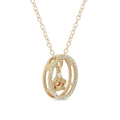 0.2 CT. T.W. Natural Diamond Circle with Crown Pendant in Sterling Silver with 14K Gold Plate