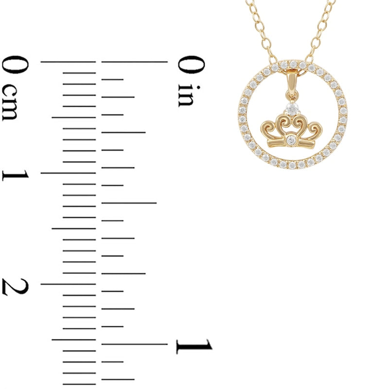 0.2 CT. T.W. Natural Diamond Circle with Crown Pendant in Sterling Silver with 14K Gold Plate