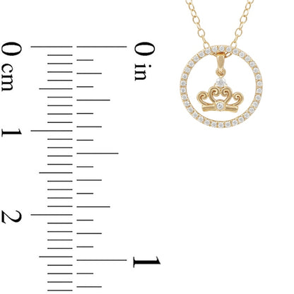 0.2 CT. T.W. Natural Diamond Circle with Crown Pendant in Sterling Silver with 14K Gold Plate
