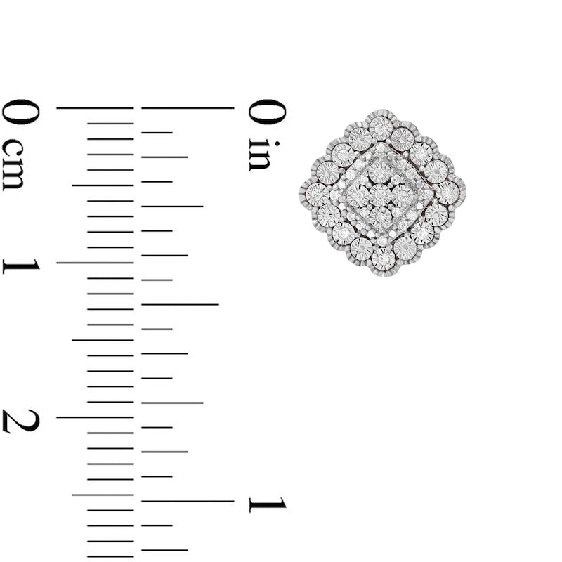0.17 CT. T.W. Composite Diamond Scalloped Frame Stud Earrings in 10K White Gold