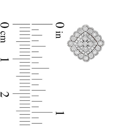 0.17 CT. T.W. Composite Diamond Scalloped Frame Stud Earrings in 10K White Gold