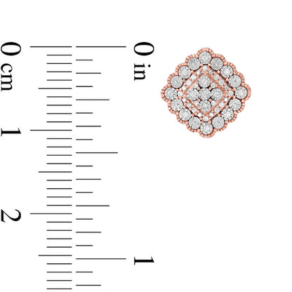 0.17 CT. T.W. Composite Diamond Scalloped Frame Stud Earrings in 10K Rose Gold