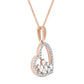 0.33 CT. T.W. Baguette and Round Natural Diamond Scatter Tilted Heart Pendant in 10K Rose Gold