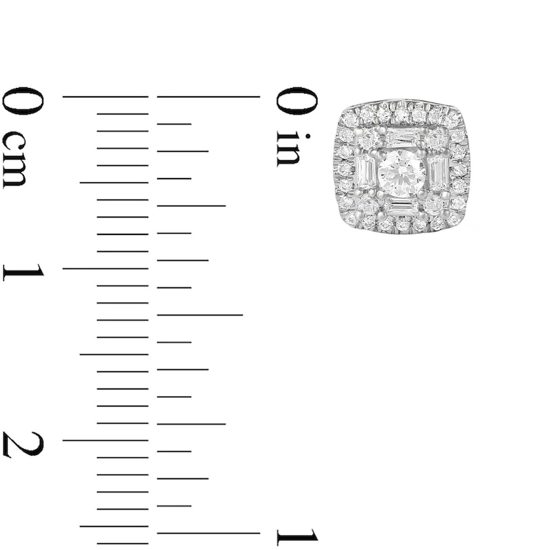 0.5 CT. T.W. Composite Cushion Diamond Frame Stud Earrings in 10K White Gold