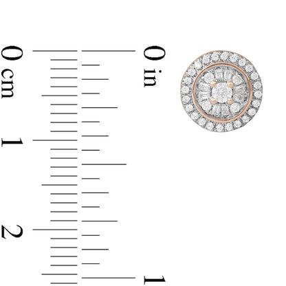 0.5 CT. T.W. Baguette and Round Composite Diamond Stud Earrings in 10K Rose Gold