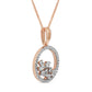 0.33 CT. T.W. Baguette and Round Natural Diamond Scatter Circle Pendant in 10K Rose Gold