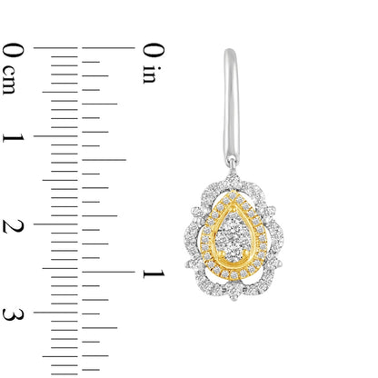 0.75 CT. T.W. Composite Pear Diamond Ornate Frame Drop Earrings in 14K Two-Tone Gold