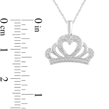 0.1 CT. T.W. Natural Diamond Heart-Top Crown Pendant in 14K White Gold