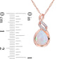 Pear-Shaped Opal and 0.05 CT. T.W. Natural Diamond Cascading Teardrop Pendant in 10K Rose Gold - 17"