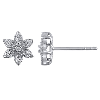 0.25 CT. T.W. Diamond Flower Stud Earrings in 10K White Gold