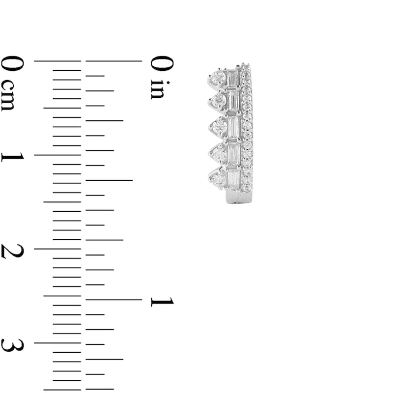 0.5 CT. T.W. Diamond Crown Hoop Earrings in 10K White Gold