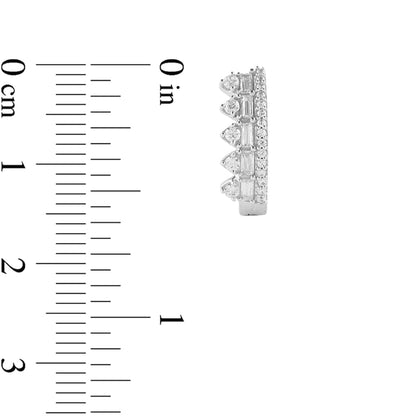 0.5 CT. T.W. Diamond Crown Hoop Earrings in 10K White Gold