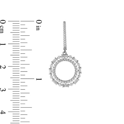 0.75 CT. T.W. Diamond Double Open Circle Drop Earrings in 10K White Gold