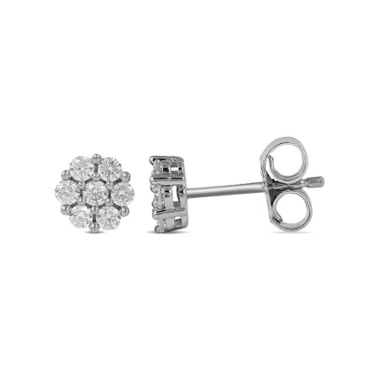 0.25 CT. T.W. Composite Diamond Flower Stud Earrings in 10K White Gold