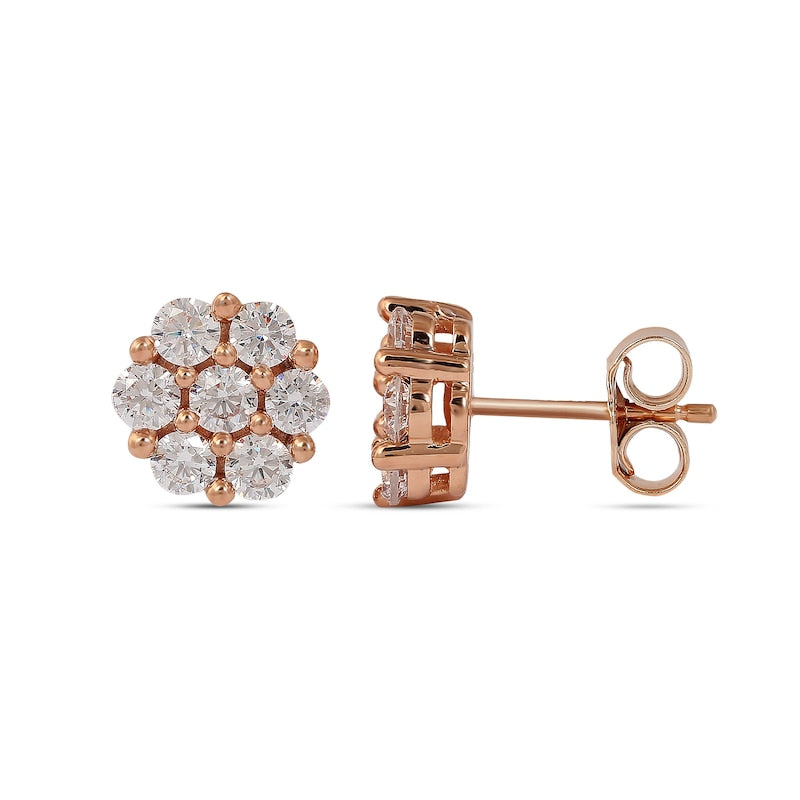 1 CT. T.W. Composite Diamond Flower Stud Earrings in 10K Rose Gold