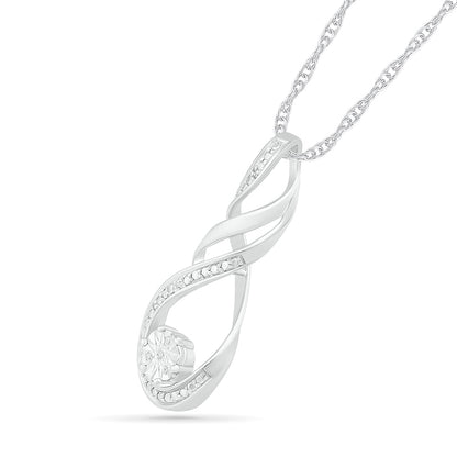 Natural Diamond Accent Cascading Twist Pendant in Sterling Silver