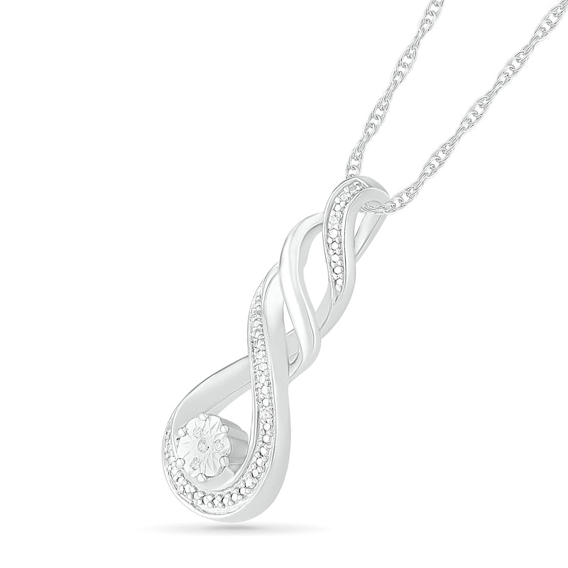 Natural Diamond Accent Cascading Flame Pendant in Sterling Silver