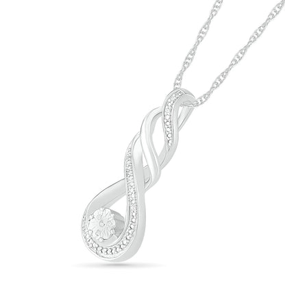 Natural Diamond Accent Cascading Flame Pendant in Sterling Silver