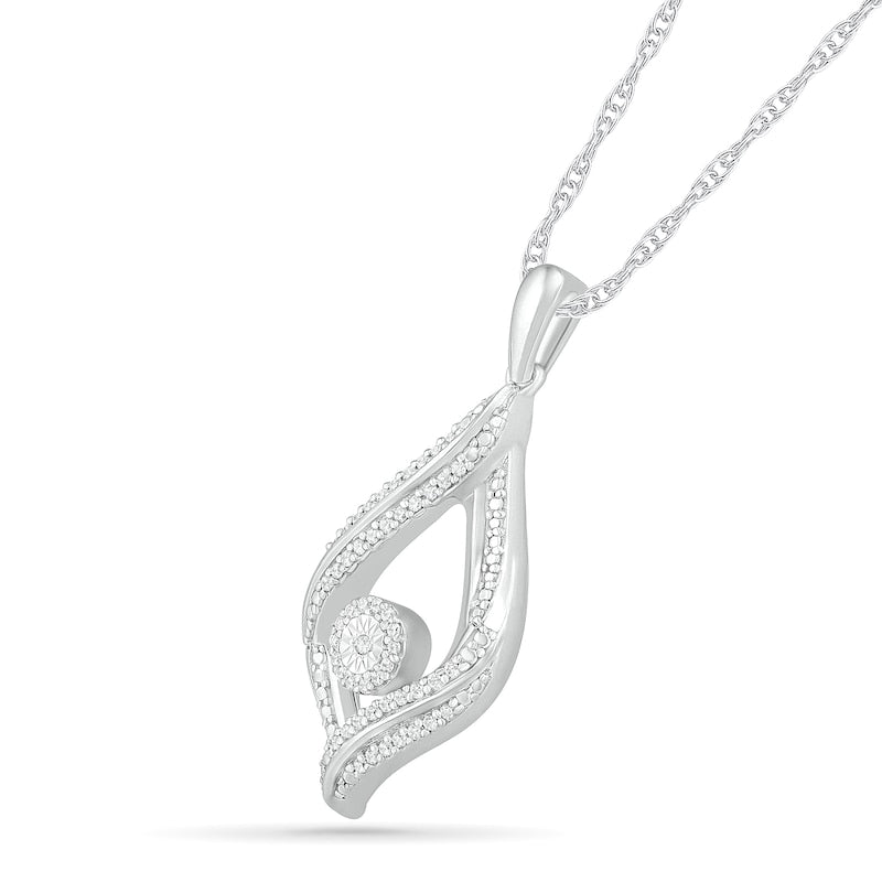 0.17 CT. T.W. Natural Diamond Open Flame Pendant in Sterling Silver