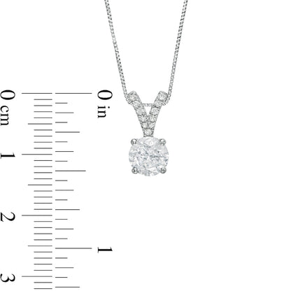 1 CT. T.W. Natural Diamond "V" Drop Pendant in 14K White Gold (J/I3) - 18.25"