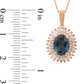 Oval London Blue Topaz and 0.25 CT. T.W. Baguette and Round Natural Diamond Double Frame Pendant in 10K Rose Gold