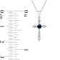 3.0mm Blue Sapphire and Natural Diamond Accent Beaded Gothic-Style Cross Pendant in 10K White Gold