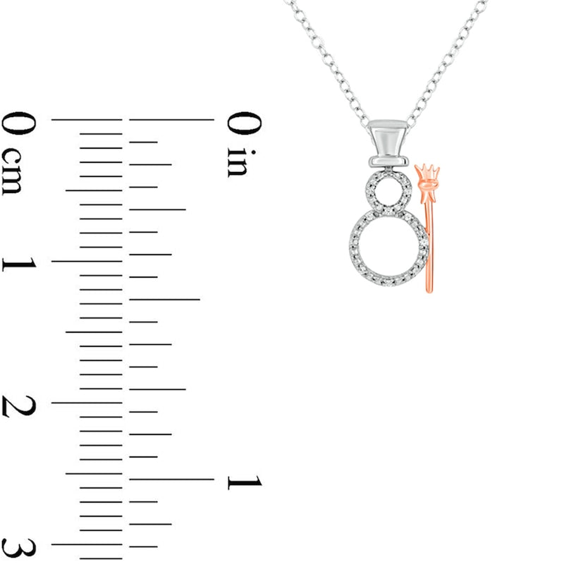 Natural Diamond Accent Snowman Pendant in Sterling Silver and 10K Rose Gold