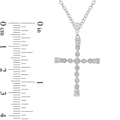 0.1 CT. T.W. Natural Diamond Antique Vintage-Style Cross Pendant in Sterling Silver
