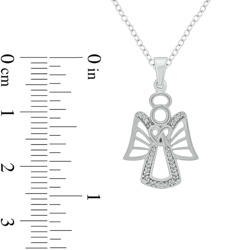 0.07 CT. T.W. Natural Diamond Angel Pendant in Sterling Silver