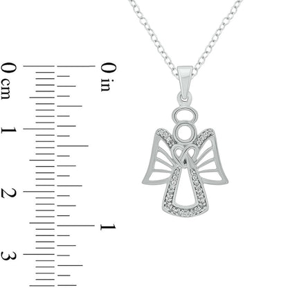 0.07 CT. T.W. Natural Diamond Angel Pendant in Sterling Silver