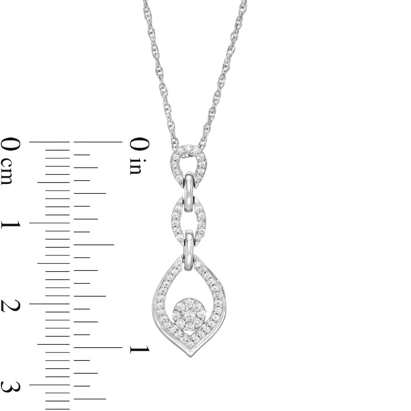 0.2 CT. T.W. Composite Natural Diamond Triple Flame Pendant in Sterling Silver
