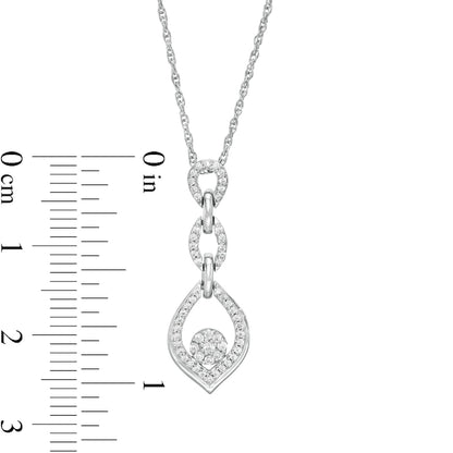 0.2 CT. T.W. Composite Natural Diamond Triple Flame Pendant in Sterling Silver
