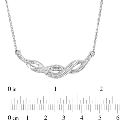0.2 CT. T.W. Natural Diamond Layered Braid Necklace in Sterling Silver