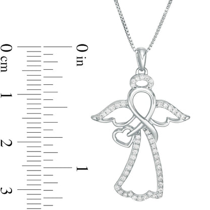 0.25 CT. T.W. Natural Diamond Infinity Angel with Angel Drop Pendant in Sterling Silver