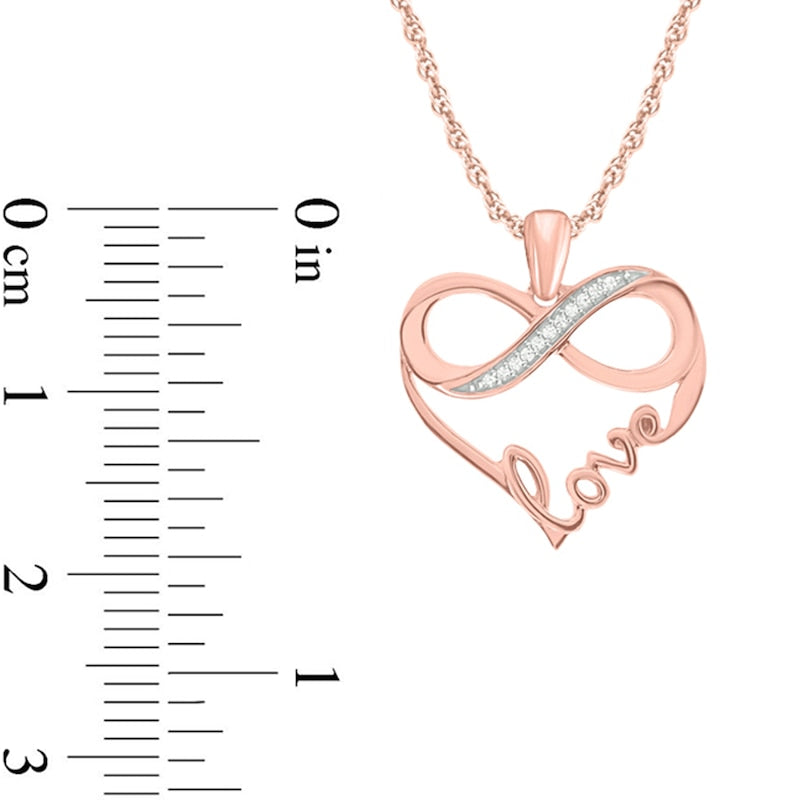 Natural Diamond Accent Infinity "love" Heart Pendant in 10K Rose Gold