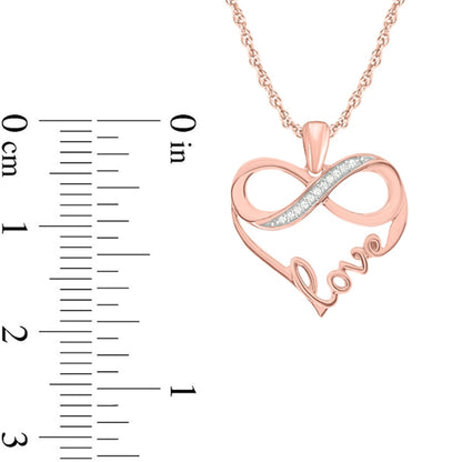 Natural Diamond Accent Infinity "love" Heart Pendant in 10K Rose Gold