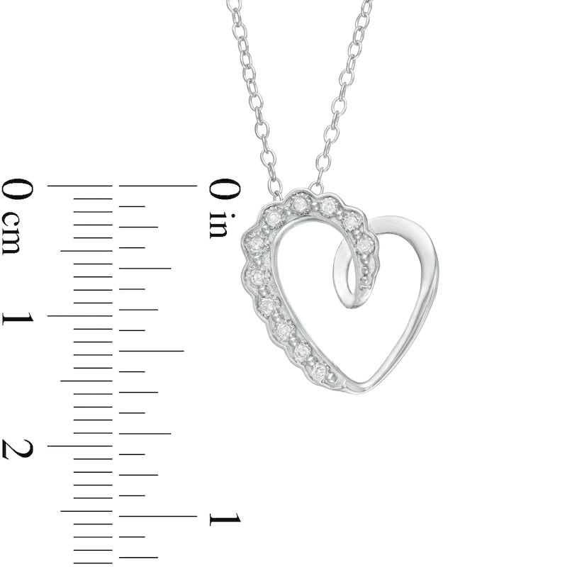 0.05 CT. T.W. Natural Diamond Scallop Swirl Tilted Heart Pendant in Sterling Silver