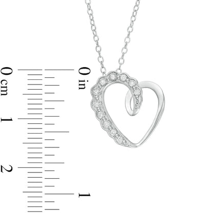 0.05 CT. T.W. Natural Diamond Scallop Swirl Tilted Heart Pendant in Sterling Silver