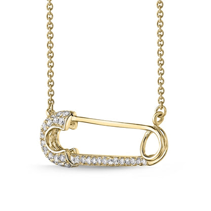 0.2 CT. T.W. Natural Diamond Safety Pin Necklace in Sterling Silver with 18K Gold Plate