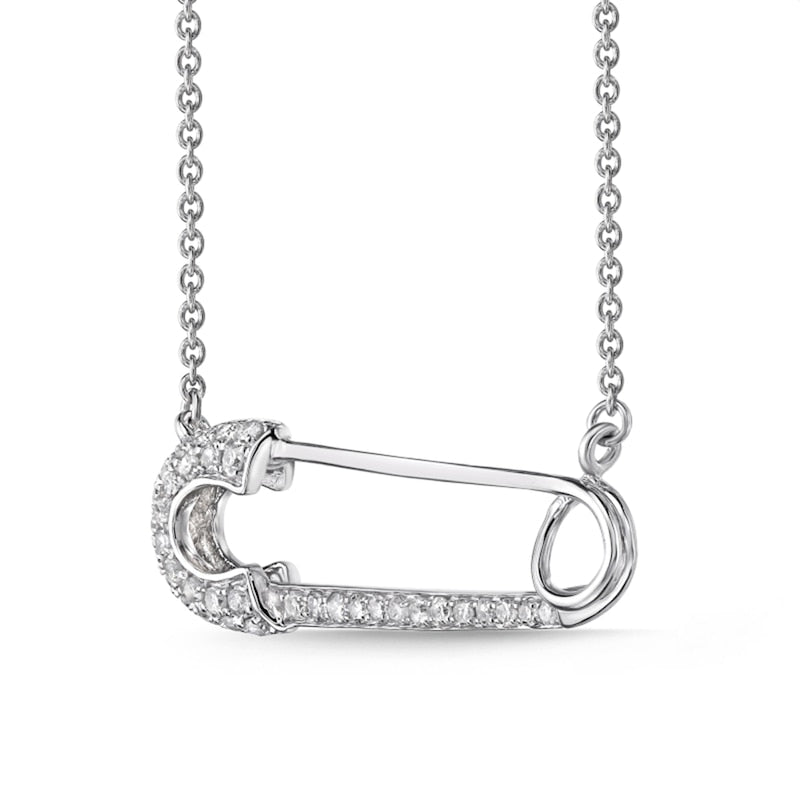 0.2 CT. T.W. Natural Diamond Safety Pin Necklace in Sterling Silver