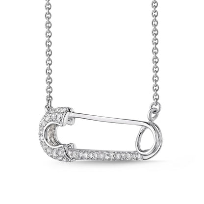 0.2 CT. T.W. Natural Diamond Safety Pin Necklace in Sterling Silver