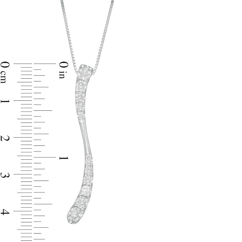 0.88 CT. T.W. Journey Natural Diamond Linear Wave Pendant in 10K White Gold