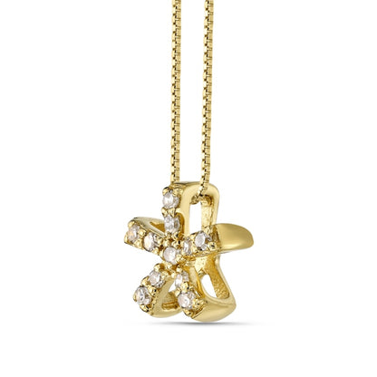 0.05 CT. T.W. Natural Diamond Flower Pendant in Sterling Silver and 18K Gold Plate